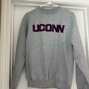 Champion Gray Crewneck Sweater with UCONN Logo